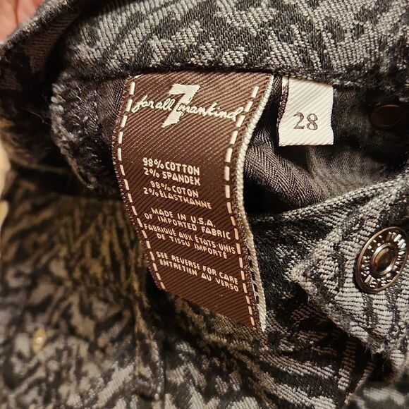 7 For All Mankind Women's Black & Gray Zebra Print Skinny Jeans Size 28 US 6 - Picture 10 of 10